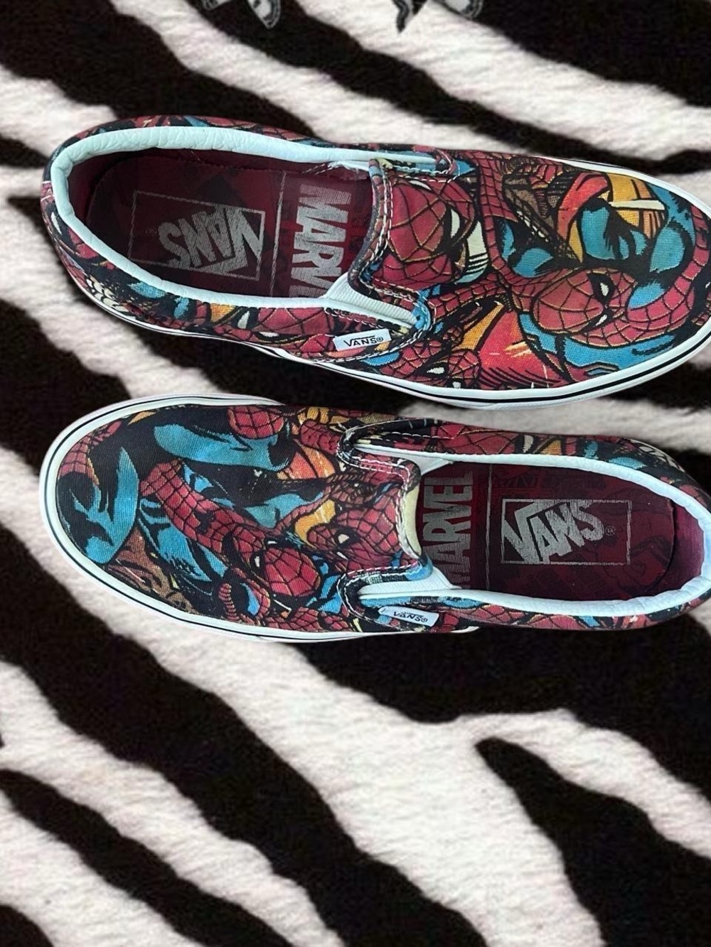 Vans Marvel Spider-Man Slip-On Sneakers in Red and Blue